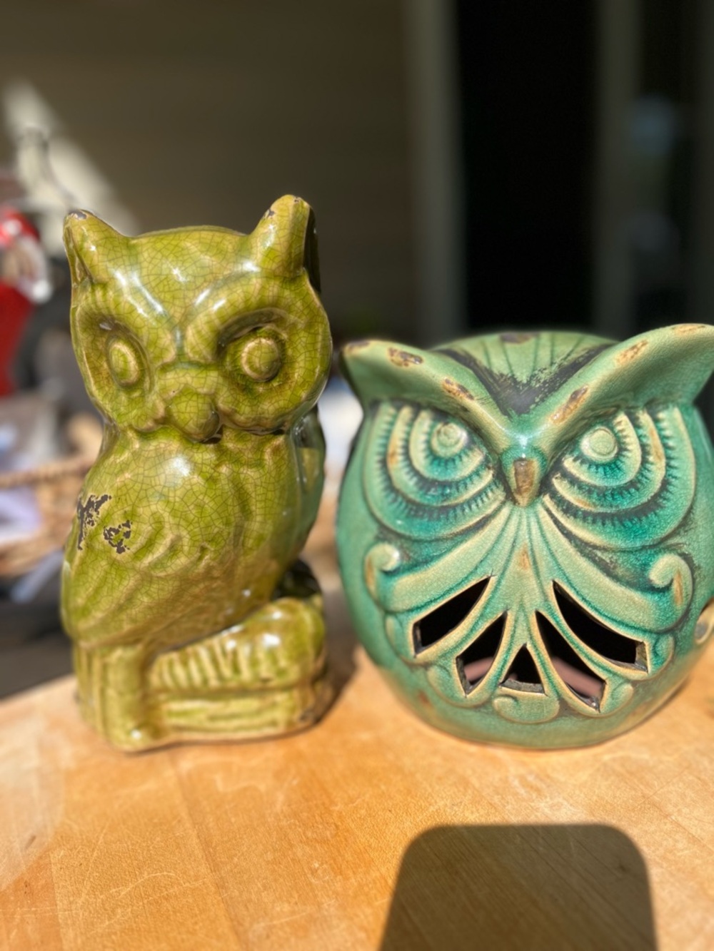 Ceramic Owls 2 Green collectible